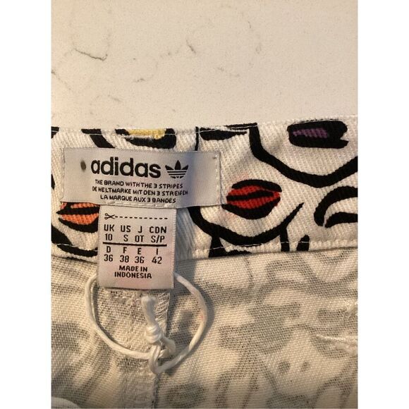 Adidas X Fiorucci Collaboration Abstract Jean Shorts Sz S Faces - Picture 4 of 8